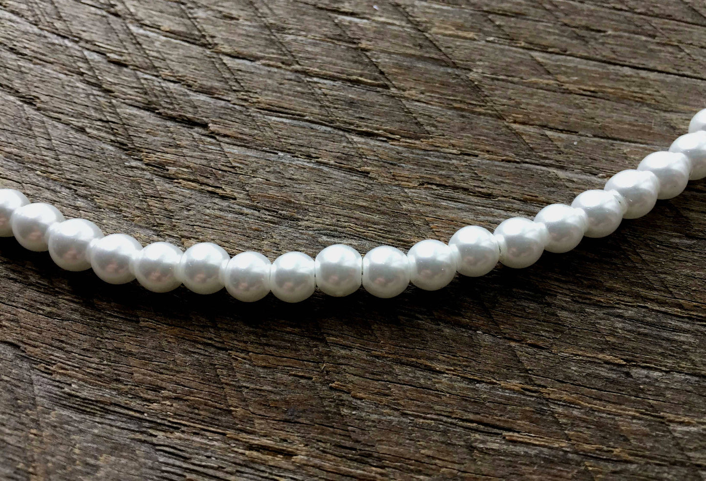 Men's Pearl Necklace, 6mm White Pearl Choker with Adjustable 2" Extender Chain