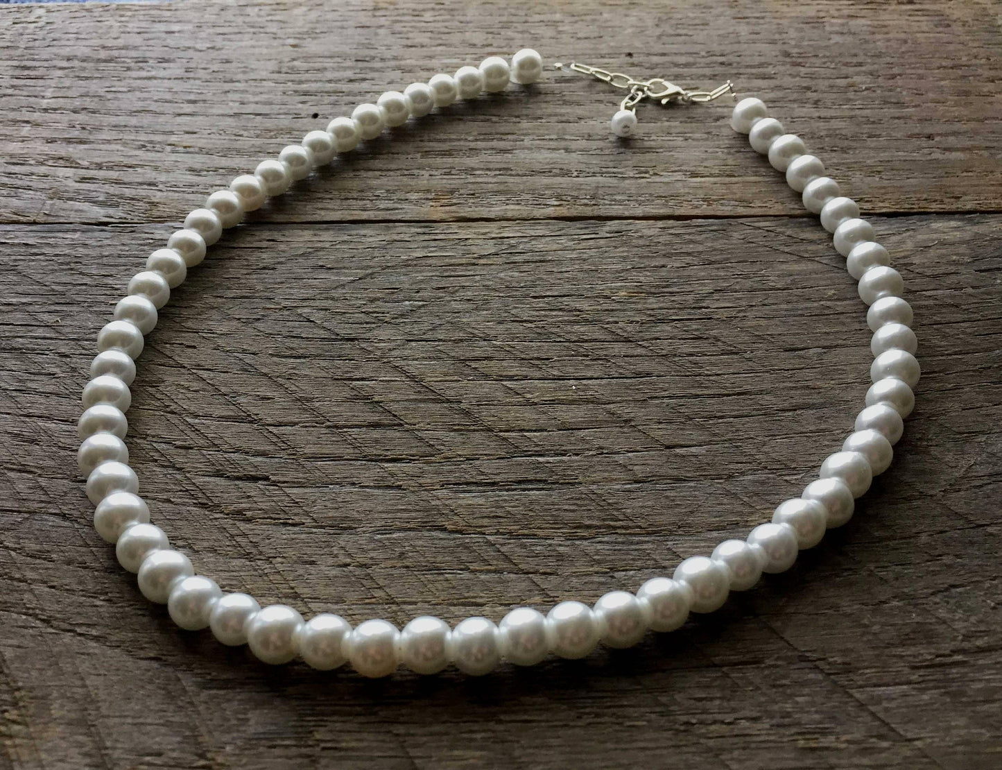 Pearl Necklace for Men, 8mm or 6mm Pearls, Adjustable with 2" Extender Chain, Multiple Sizes and Lengths Available